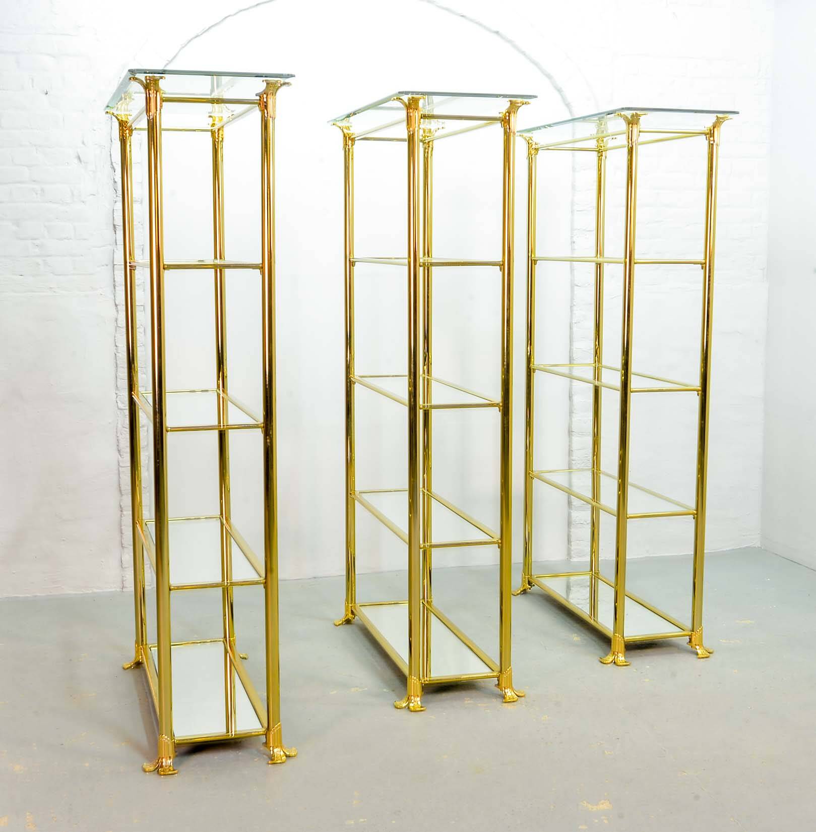 Ramiro Tarazona 24 Carat Goldplated Display Cabinet w. Glass Shelves 1980s