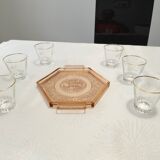6 Verres ancien liqueur et 1 plat support offert