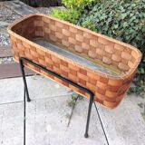 Planter on foot in braided wood 60/70s