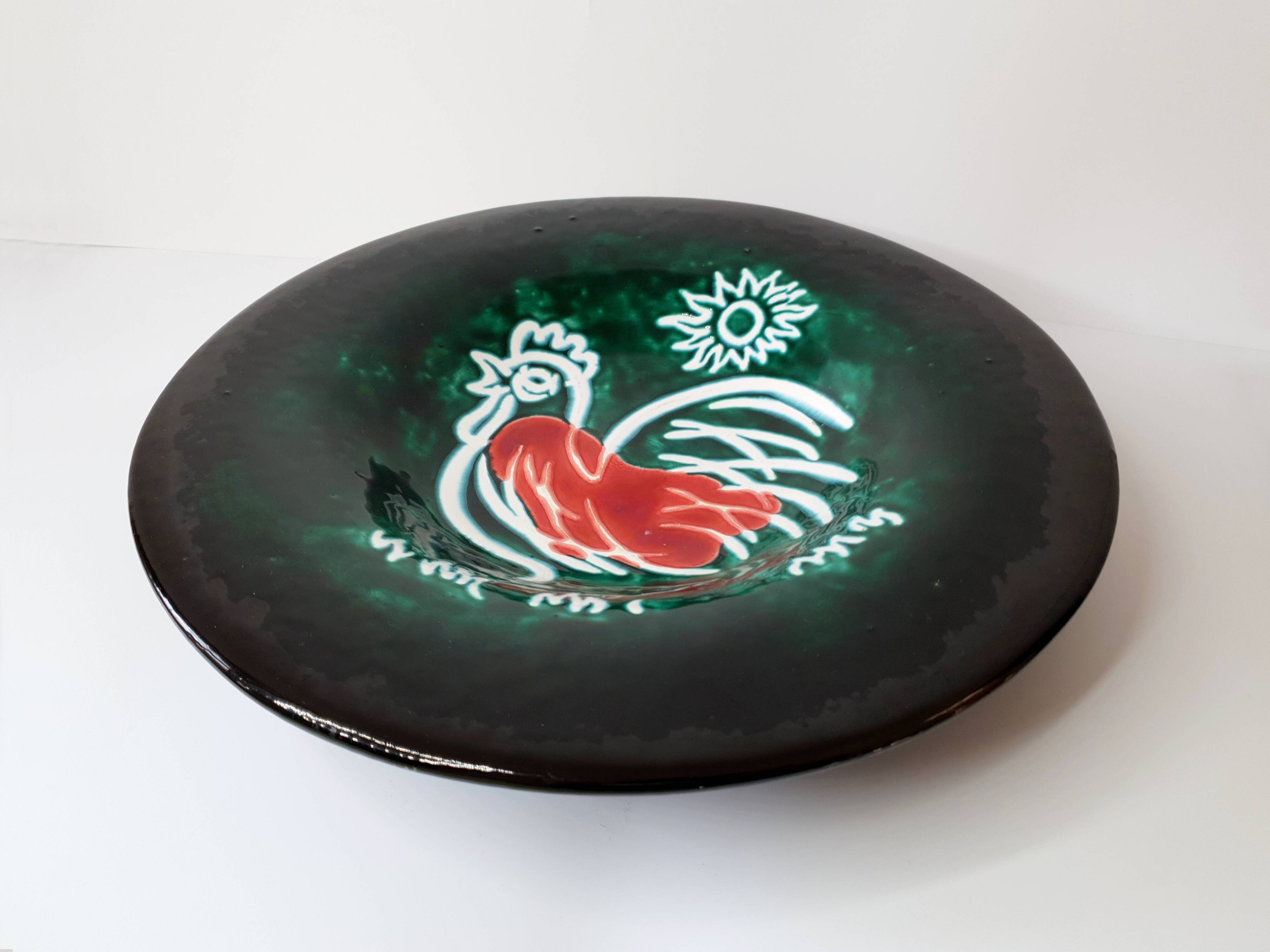 Decorative dish in enamelled ceramics - 1950s