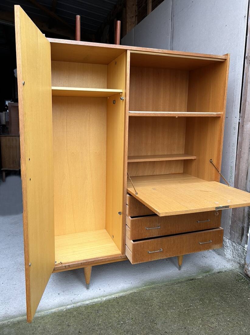 Secretary, bookcase, cupboard, wardrobe, 60s, vintage
