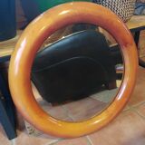 Large round mirror in cherry wood