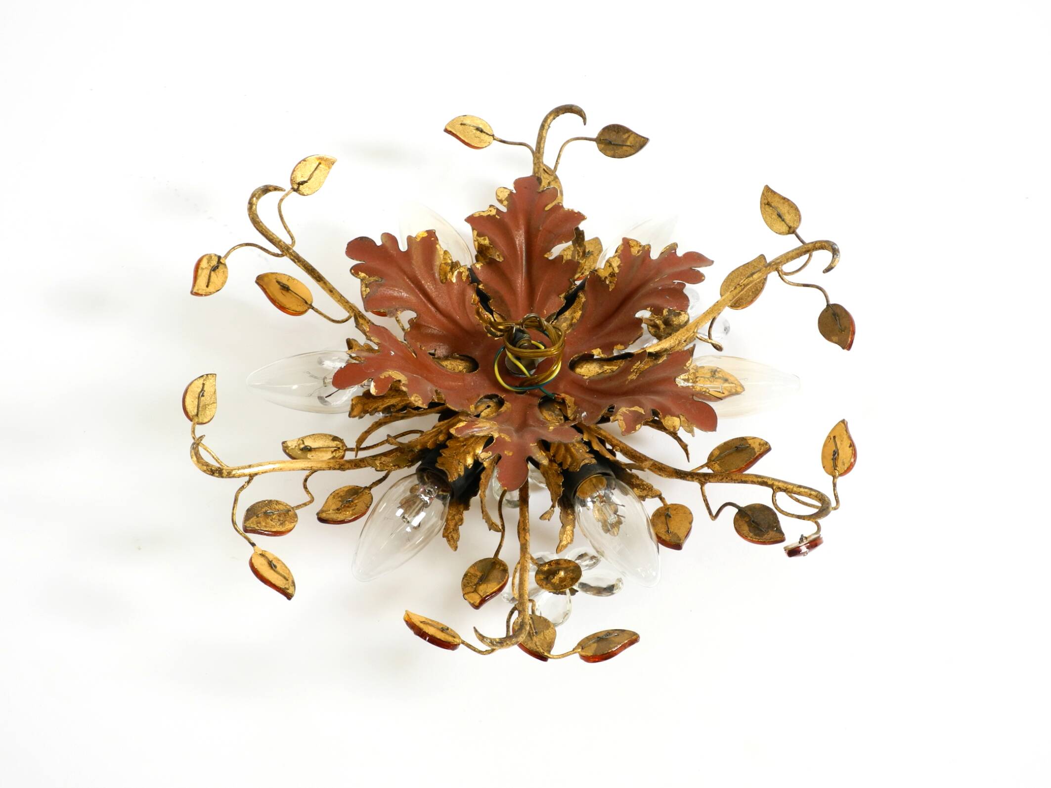 Very beautiful 1960s gold-plated ceiling or wall lamp by Banci Firenze, Ita