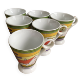 Sublime set of 6 Art Deco coffee/tea cups (circa 1930)