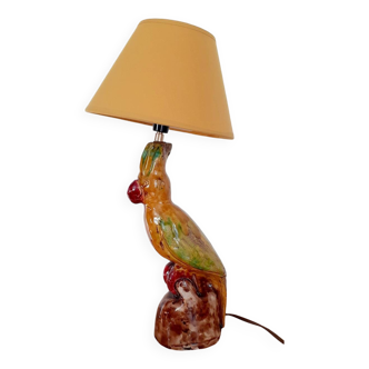 Vintage ceramic parrot lamp