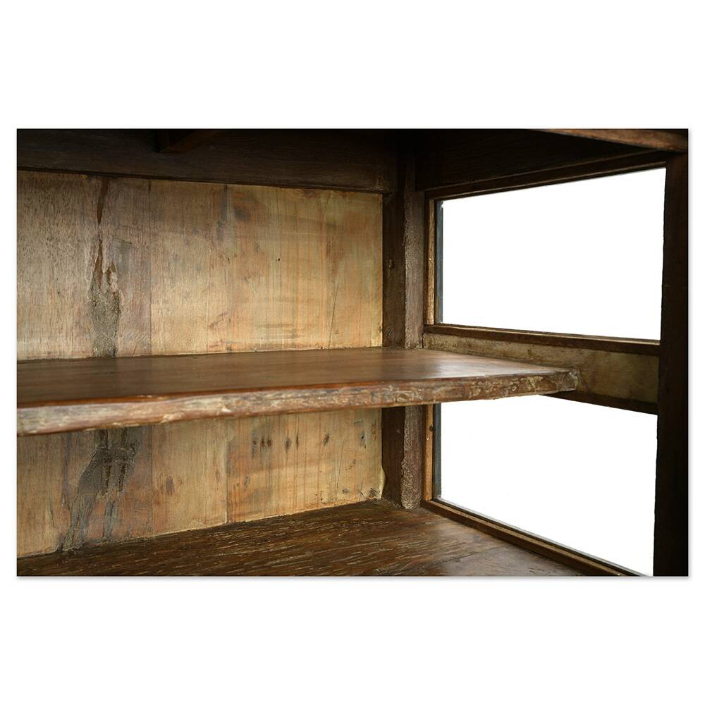 Glazed sideboard in patinated solid wood