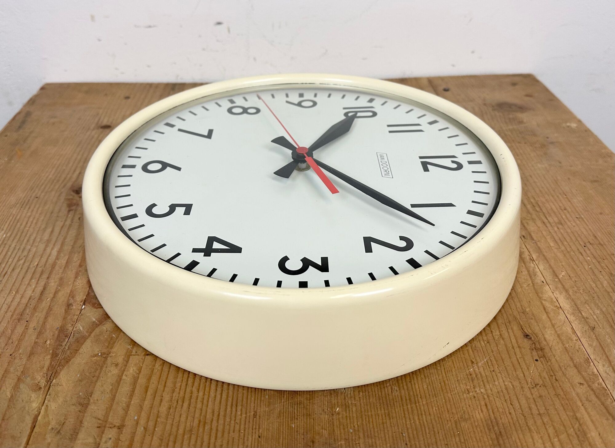 Vintage Beige School Wall Clock from Van Doorn, 1960s