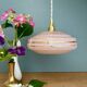 Vintage pendant lampshade in pink Clichy glass with gold trim