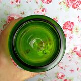 Flacon d'apothicaire en verre vert et liserés dorés pot ancien