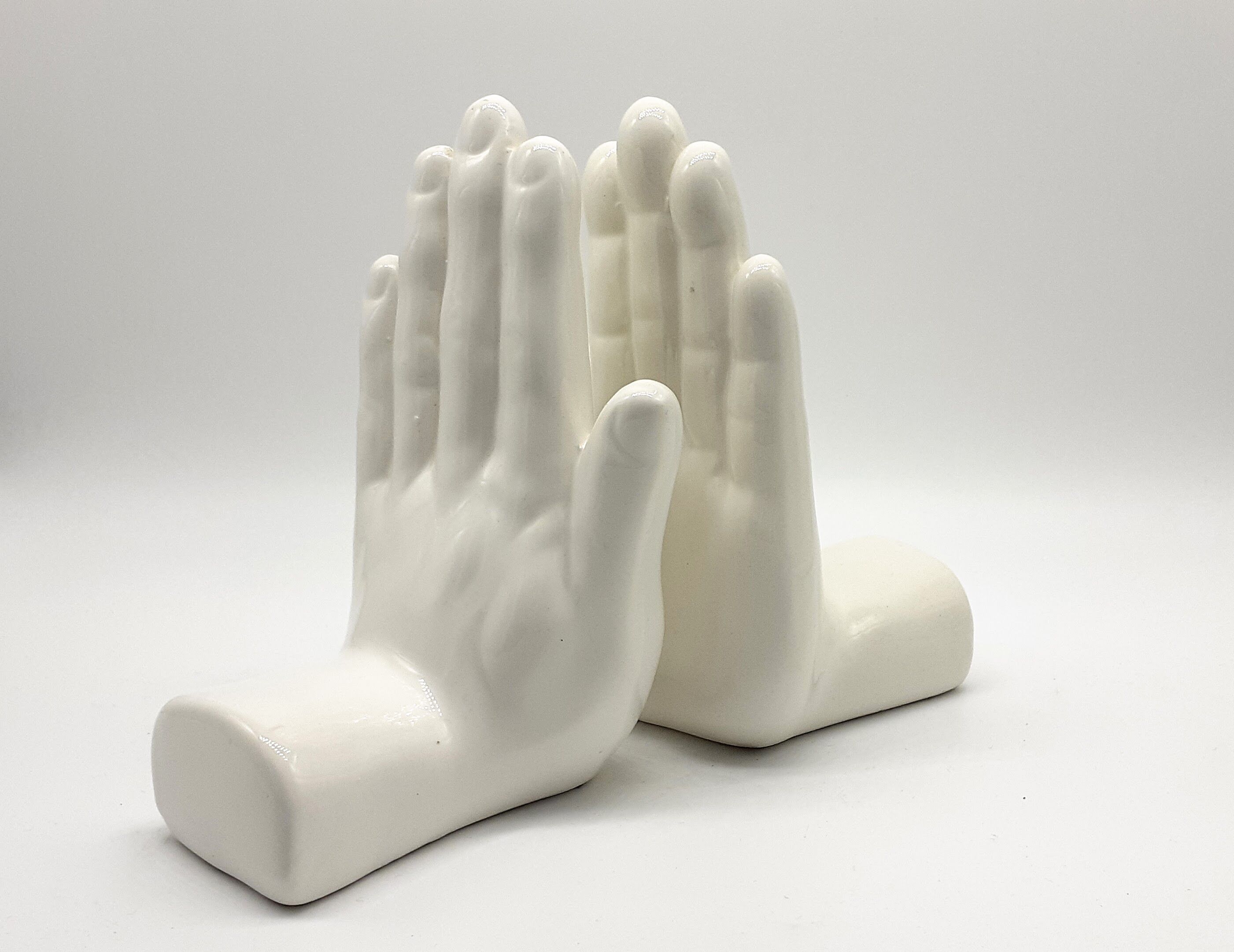 White ceramic bookends, 1980