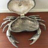 Silver metal box in crab shape