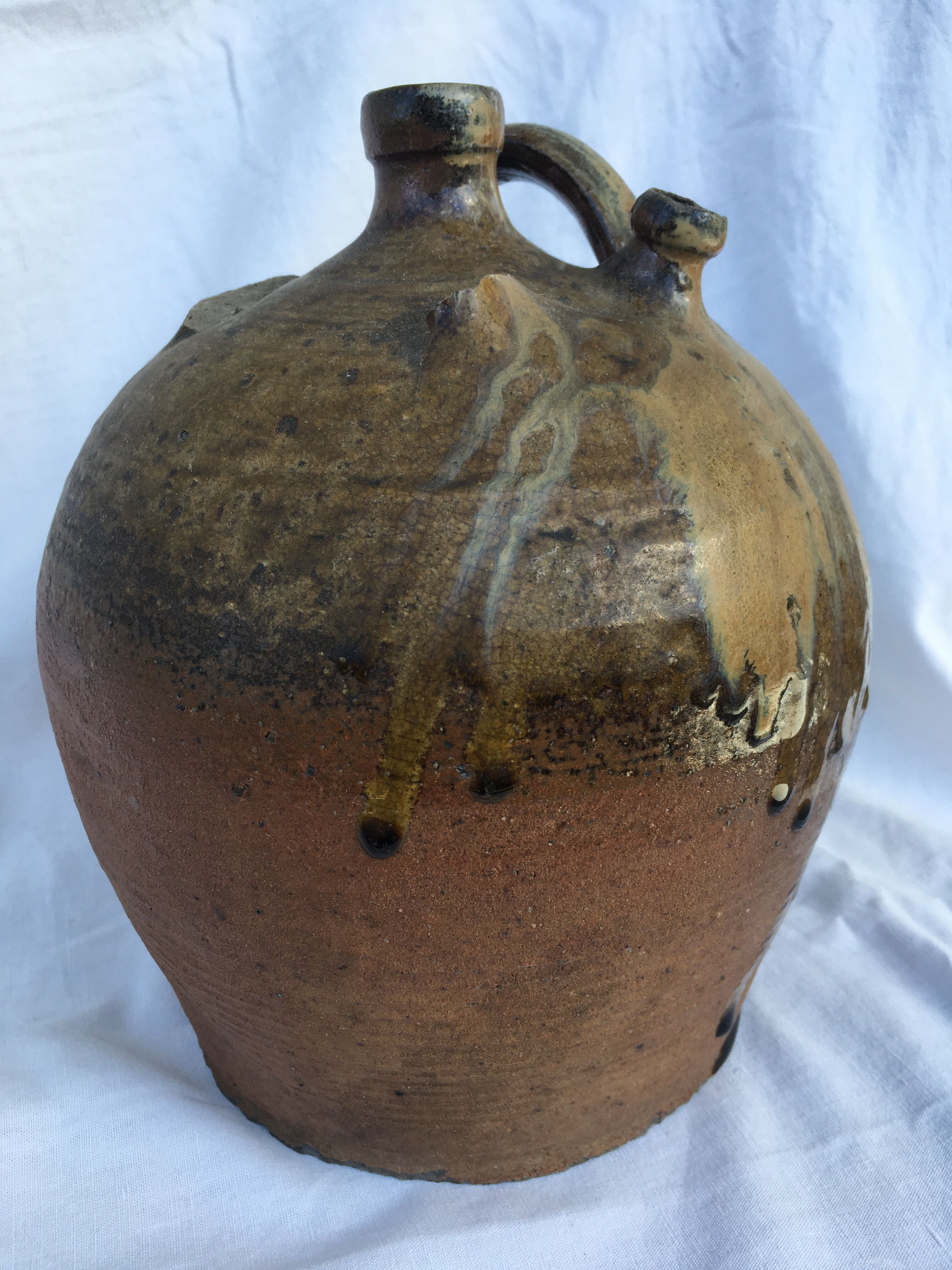 Oil jar in glazed stoneware