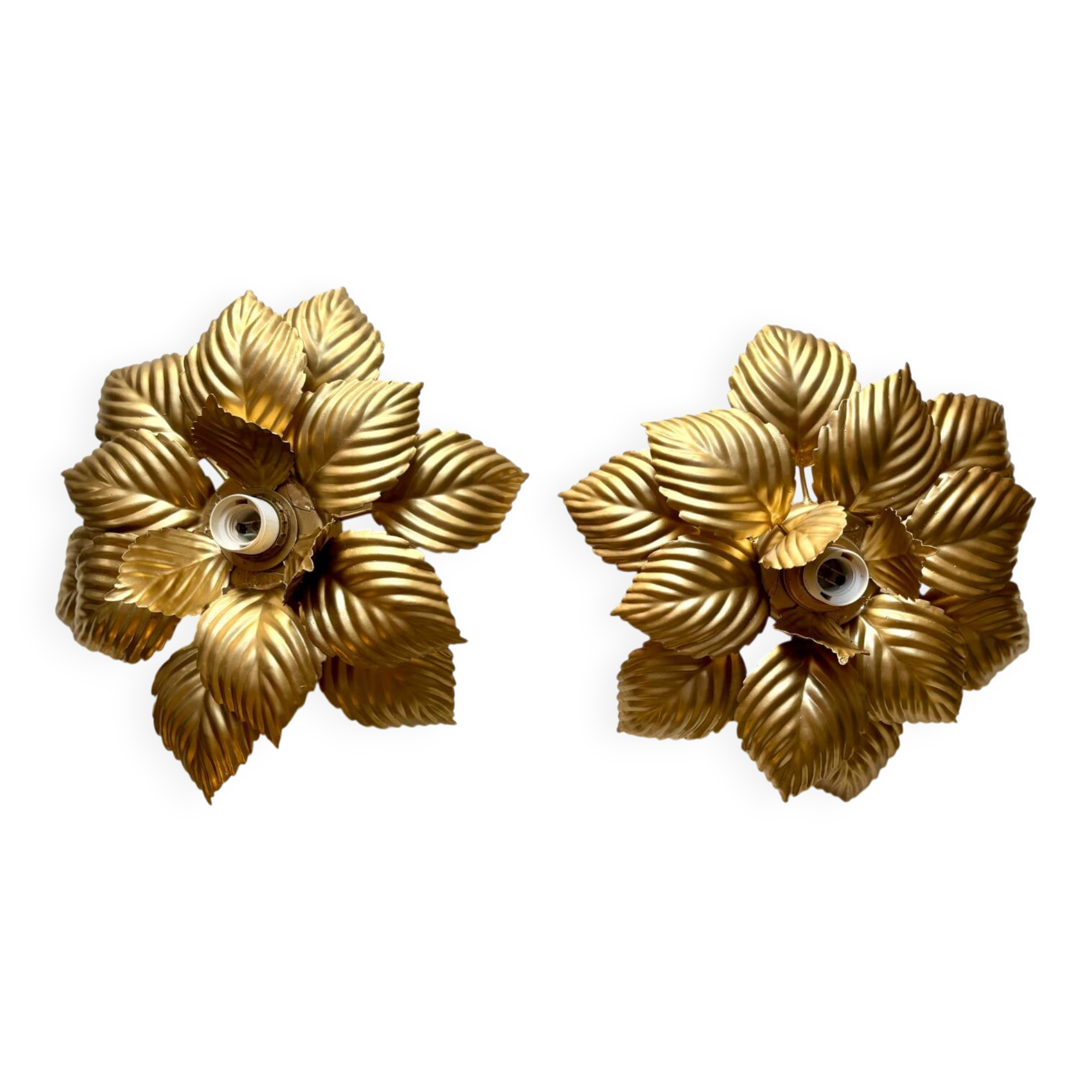 Paire d’appliques fleur dorées