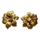Pair of gold flower wall lights