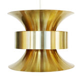Pendant light in golden brushed aluminum by lyskaer belysning. denmark 1970s