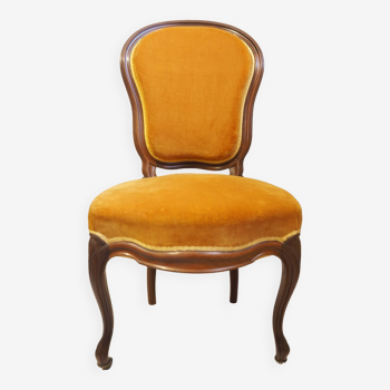 Chaise ancienne capitonnée Style Louis Philippe - Structure bois et rembourrage en crin –  Couleur m