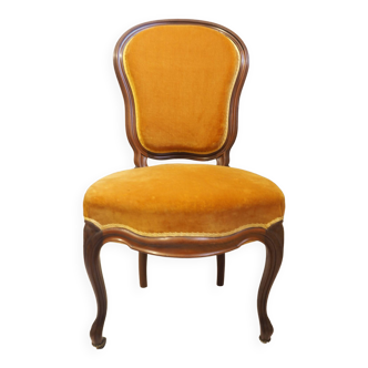 Chaise ancienne capitonnée Style Louis Philippe - Structure bois et rembourrage en crin –  Couleur m