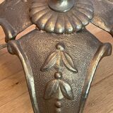 Vintage floor lamp in black and gold metal with lampshades