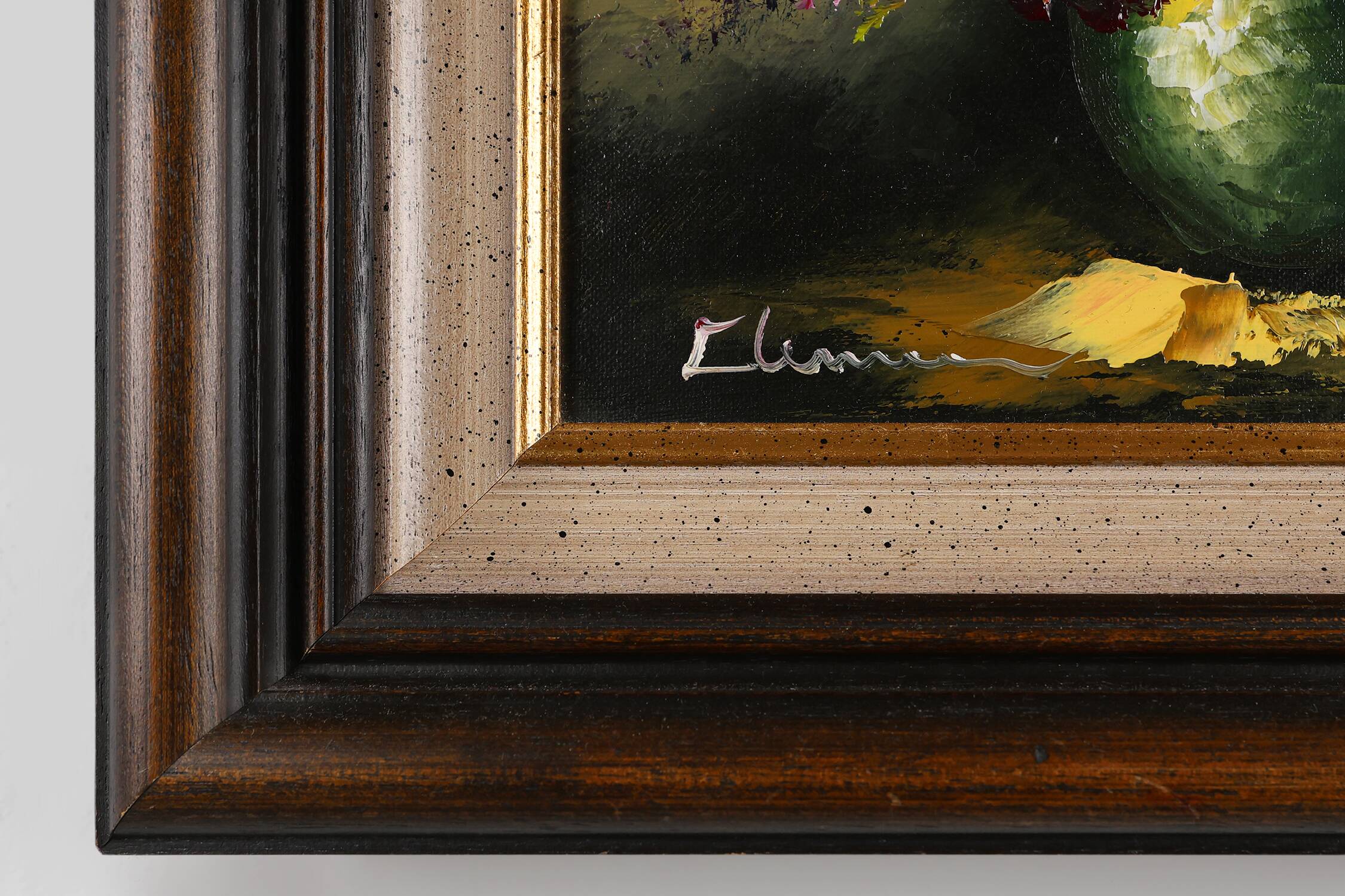 Signed Belgian painting of a still life with a bouquet of flowers, ca. 1950