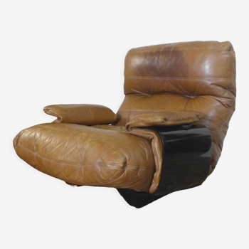 Marsala leather armchair by Michel Ducaroy for Ligne Roset 1970