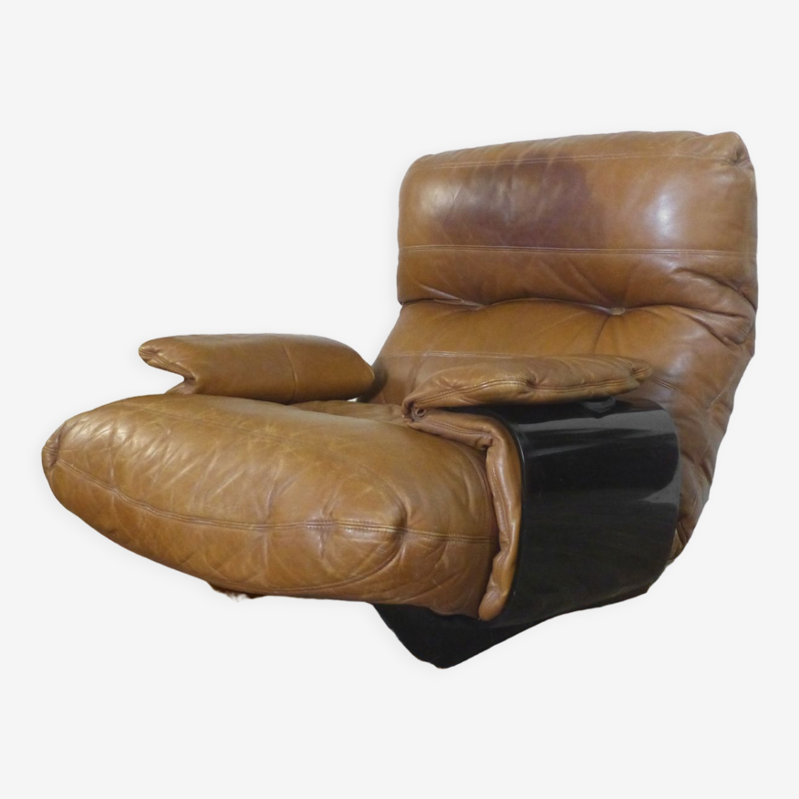 Fauteuil en cuir Marsala par Michel Ducaroy pour Ligne Roset 1970 | Selency