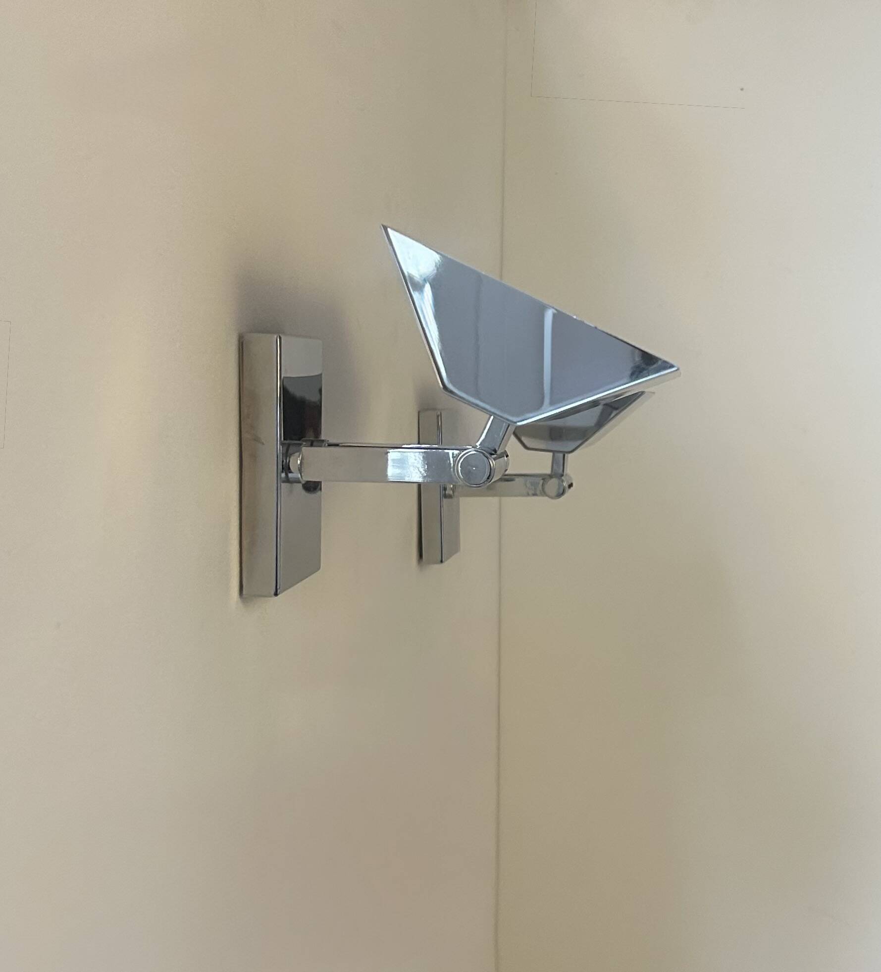 Pair of vintage adjustable wall lights, chrome-plated metal, France, 1970