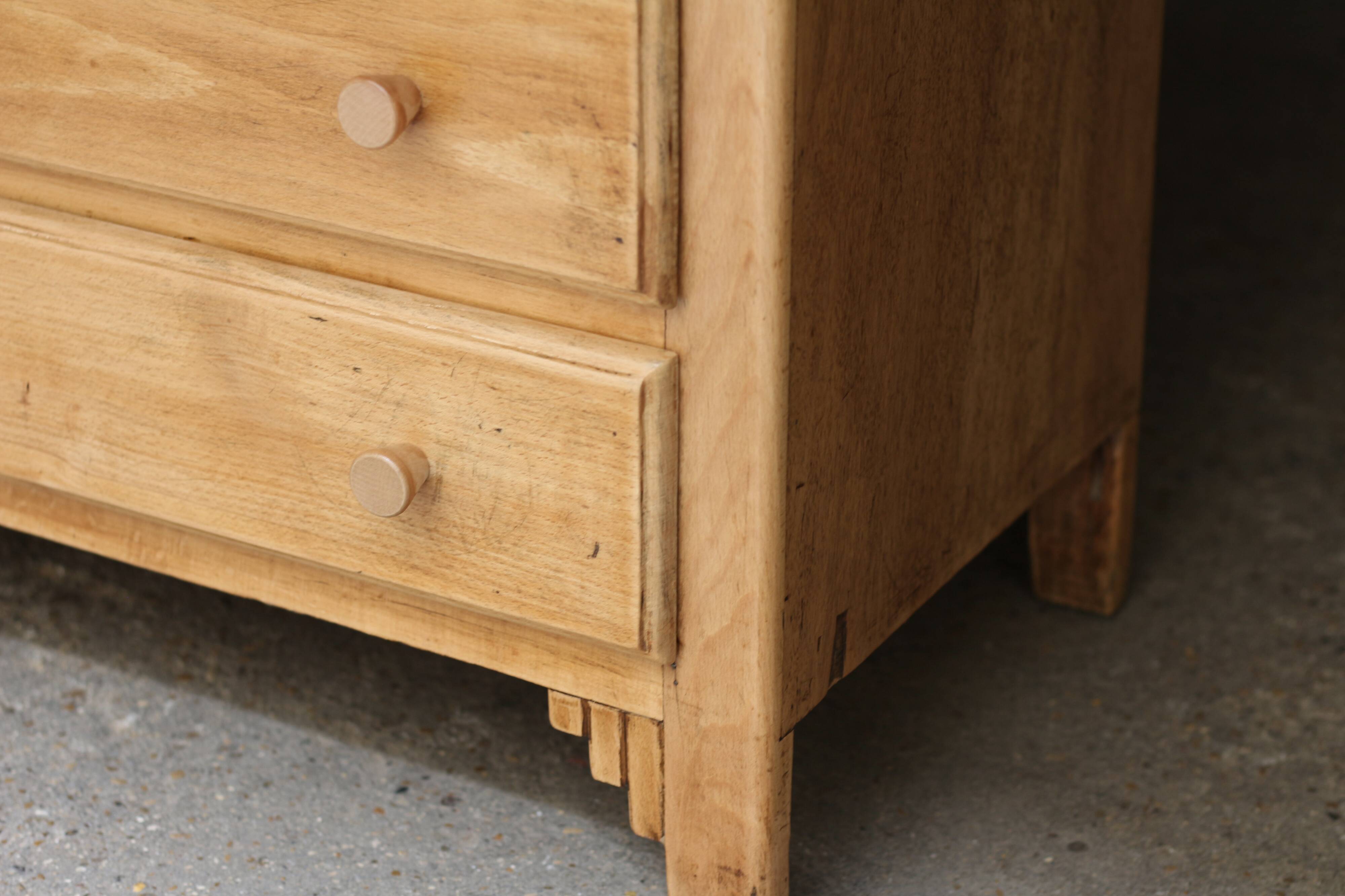 Small art deco chest of drawers in natural wood