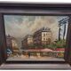 Peinture à l'huile vintage représentant le marché aux fleurs parisien de Frédéric, années 1970