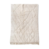 Moroccan Berber carpet Beni Ouarain ecru plain with engraved diamonds 247x154cm