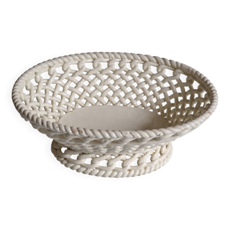 Woven ceramic oval fruit bowl or dish