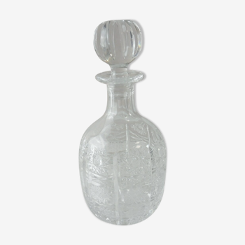 Old carved crystal decanter, star décor