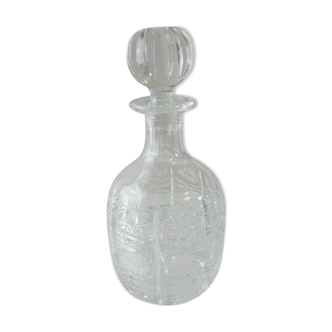 Old carved crystal decanter, star décor