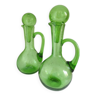 Oil and vinegar pot bubbled glass