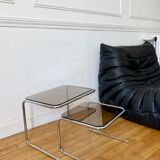Trundle tables in smoked glass