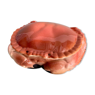 Terrine crab vintage earthenware signed Michel Caugant