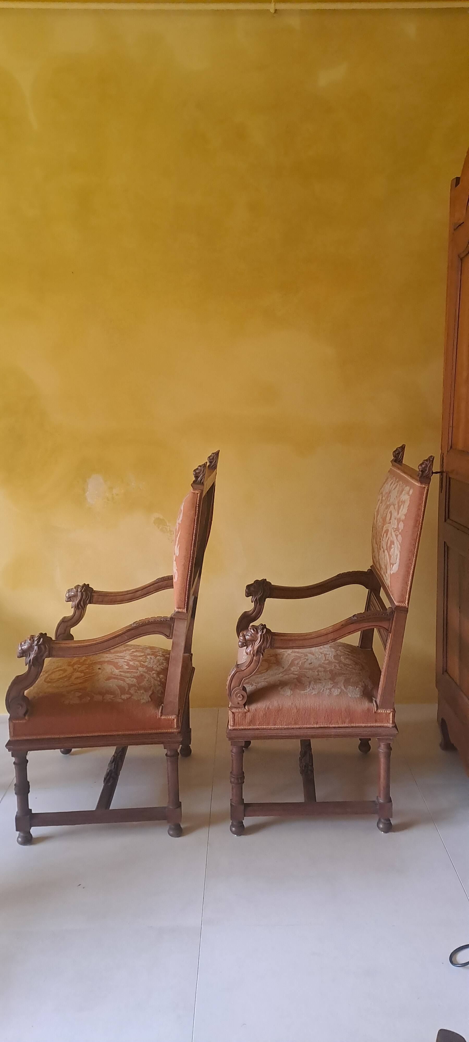 Antique lion head armchair