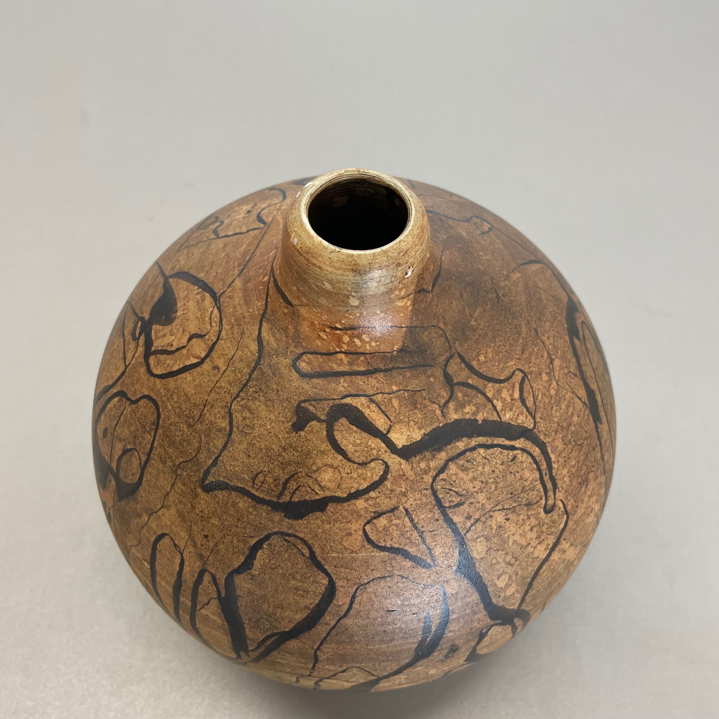 Vase en poterie d’atelier en céramique abstraite par Gerhard Liebenthron, Allemagne, années 1970