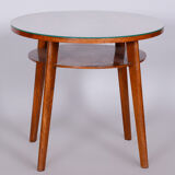 Mid-Century Small Round Table By JITONA, Beech, Walnut, Czechia, 1950s