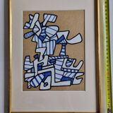 Silkscreen print after Jean Dubuffet, framed, 1970s, 23 x 32 cm