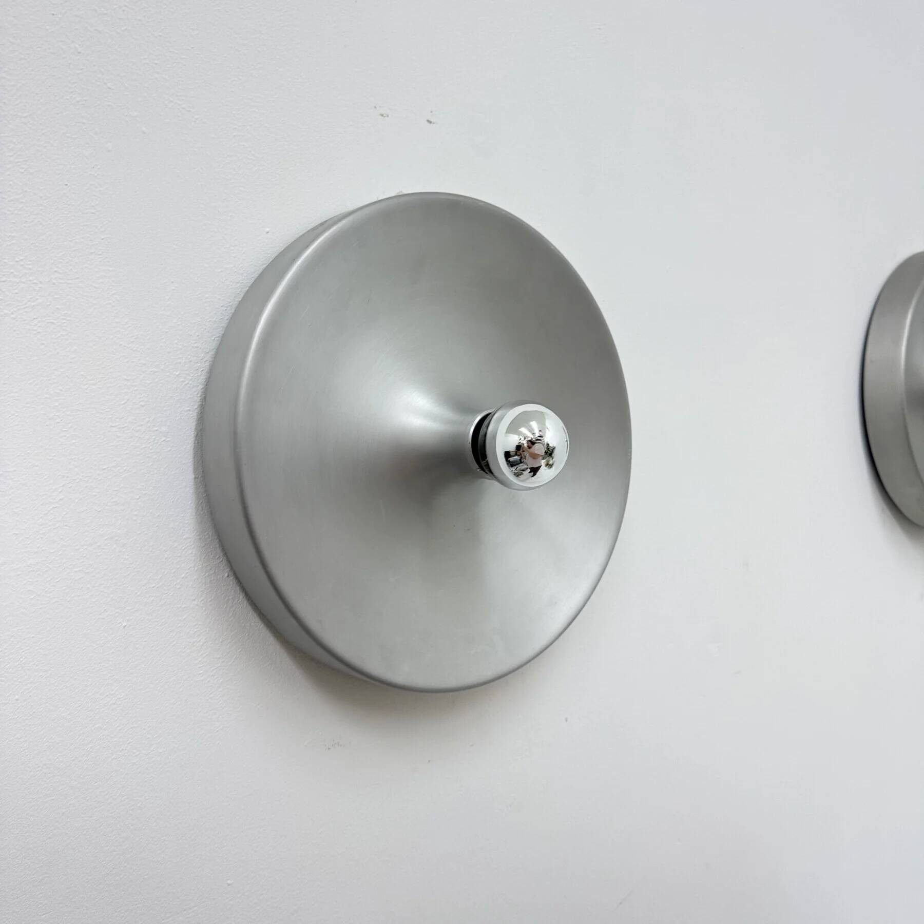Mid-century design disc lamp, 1970s attributed to Charlotte Perriand for Les Arcs, set of 2