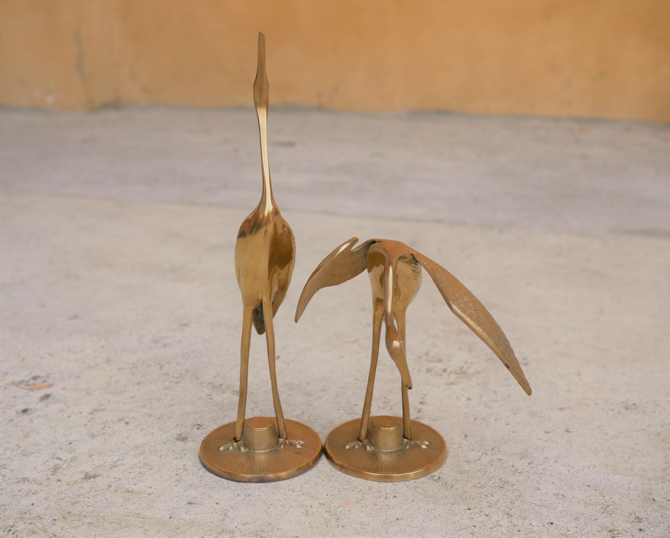 Couple de hérons vintage en laiton