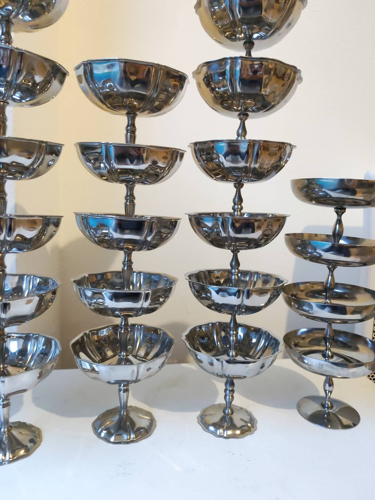 27 coupes en acier chromé inoxydable