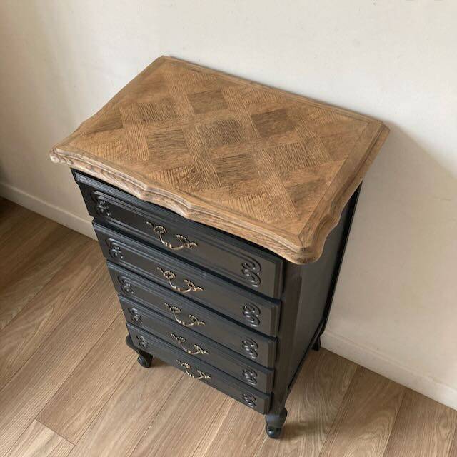 Chiffonnier vintage en bois peint en noir