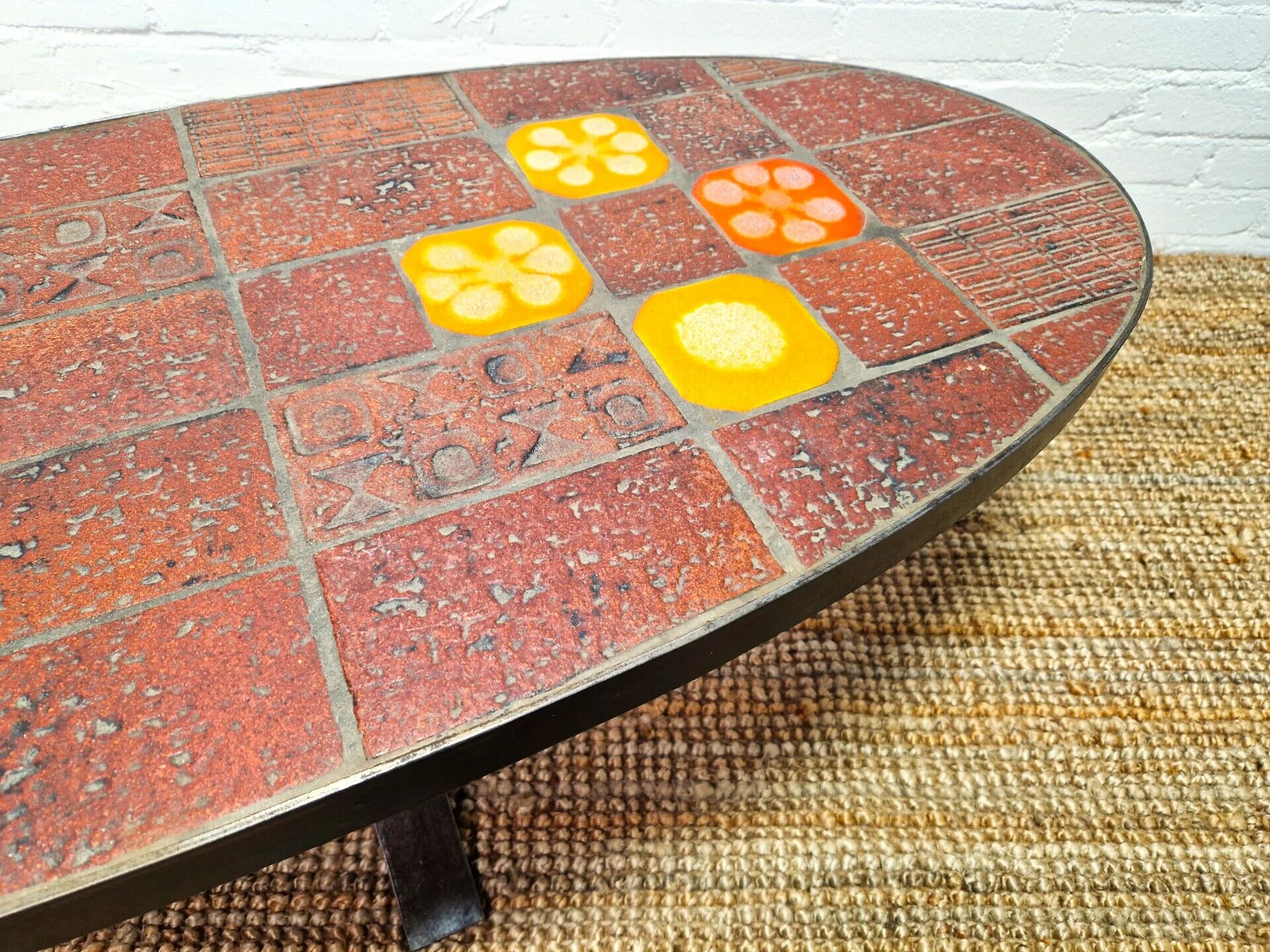 Jean Jaffeux lava stone and ceramic coffee table