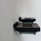 Pair of vintage post modernist wall lights, glass and sandblasted glass, France 1980