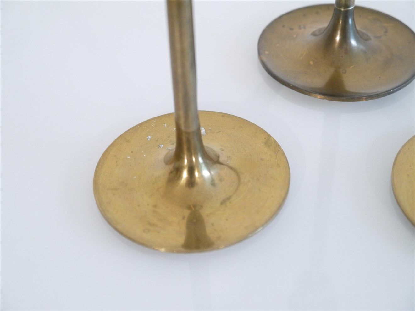 Set of 3 scandinavian brass candlesticks 1960