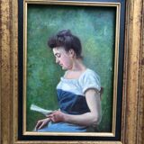 Oil on canvas 19me the reader in the garden