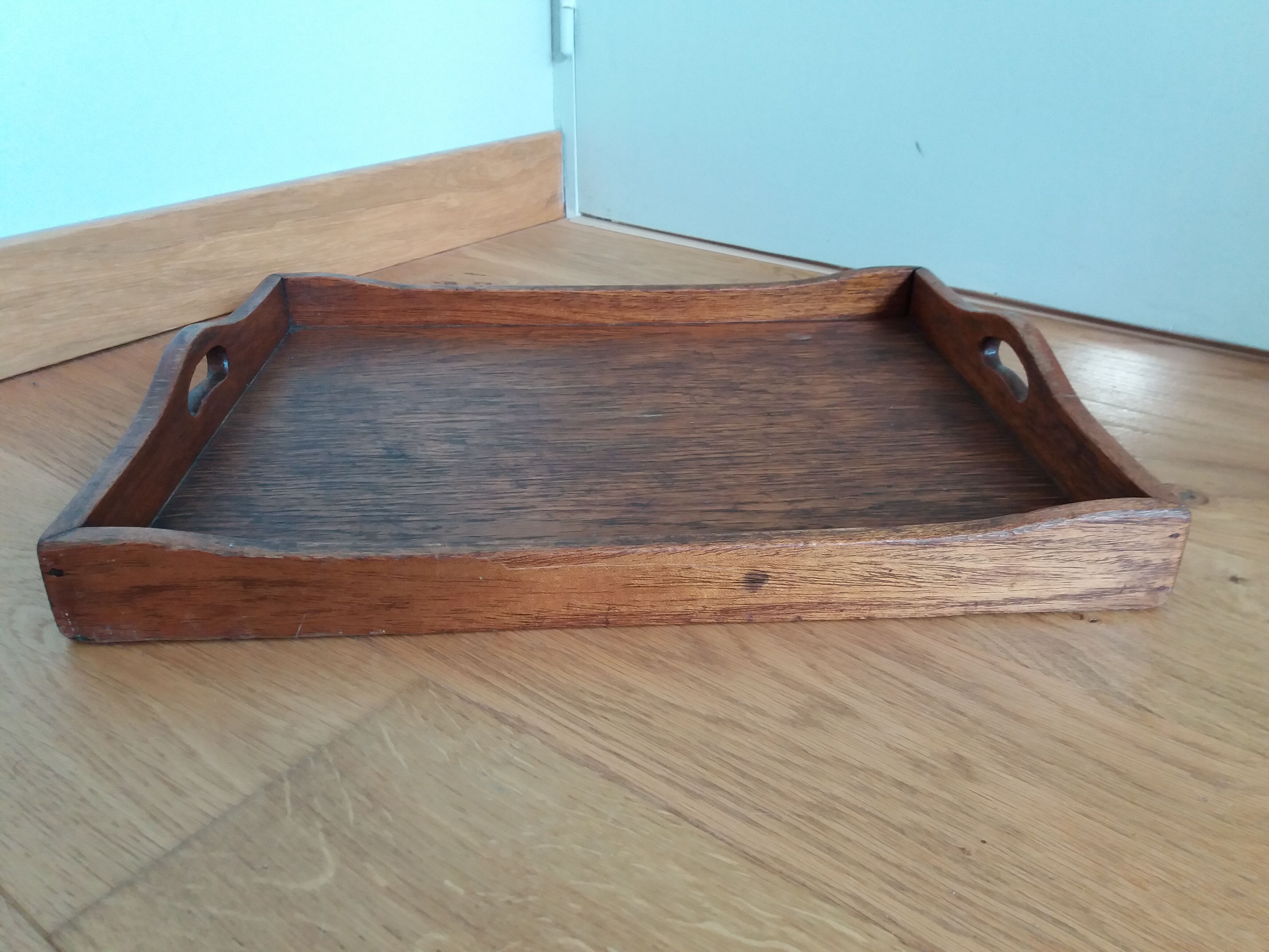 Rectangular wooden serving tray