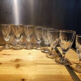 12 small twisted bistro glasses, 19th century