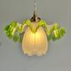 Suspension vintage opaline plissée verte et tulipe verre art déco